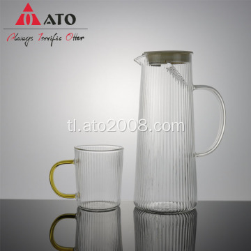 Ato borosilicate glass water decanter na may hindi kinakalawang na asero